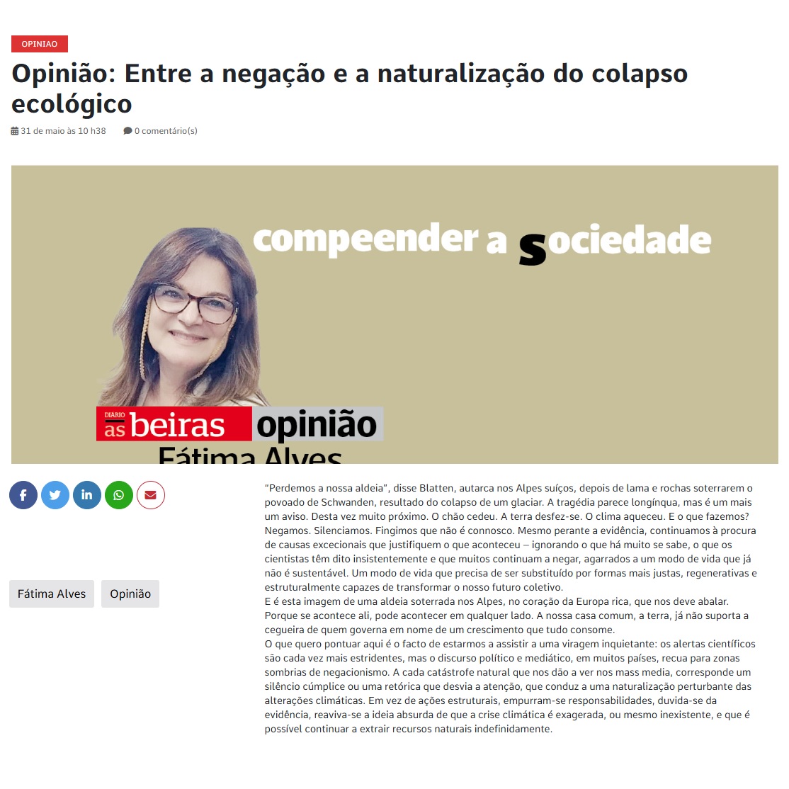 Entre a negação e a naturalização do colapso ecológico