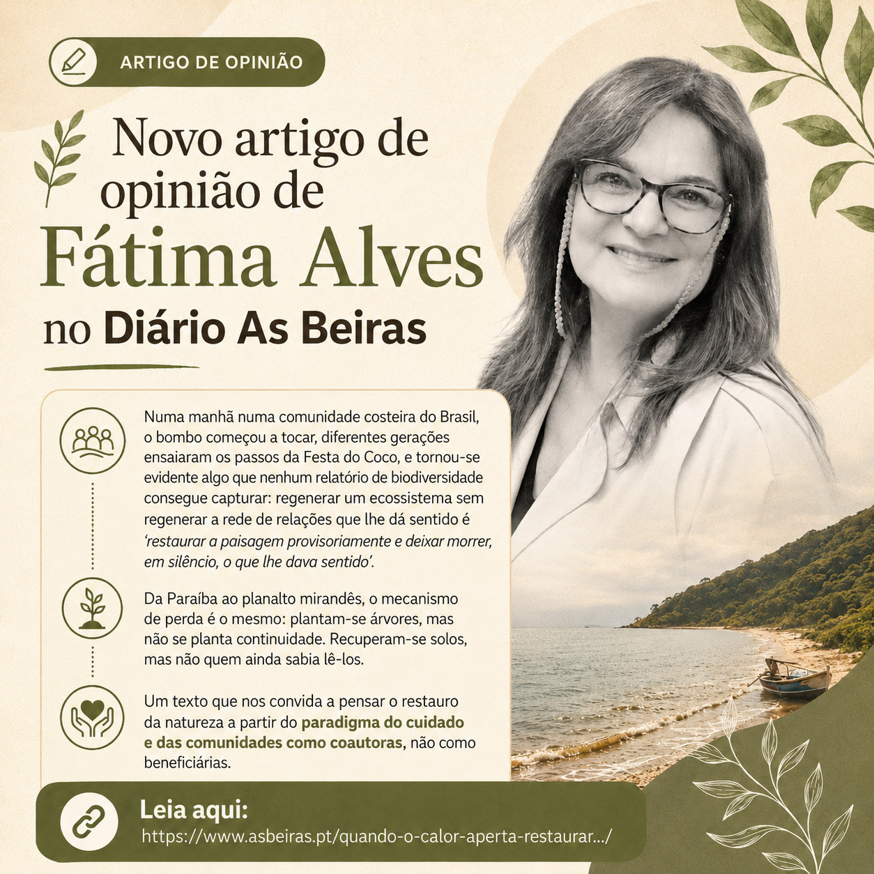 🌿 Novo artigo de opinião de Fátima Alves no Diário As Beiras