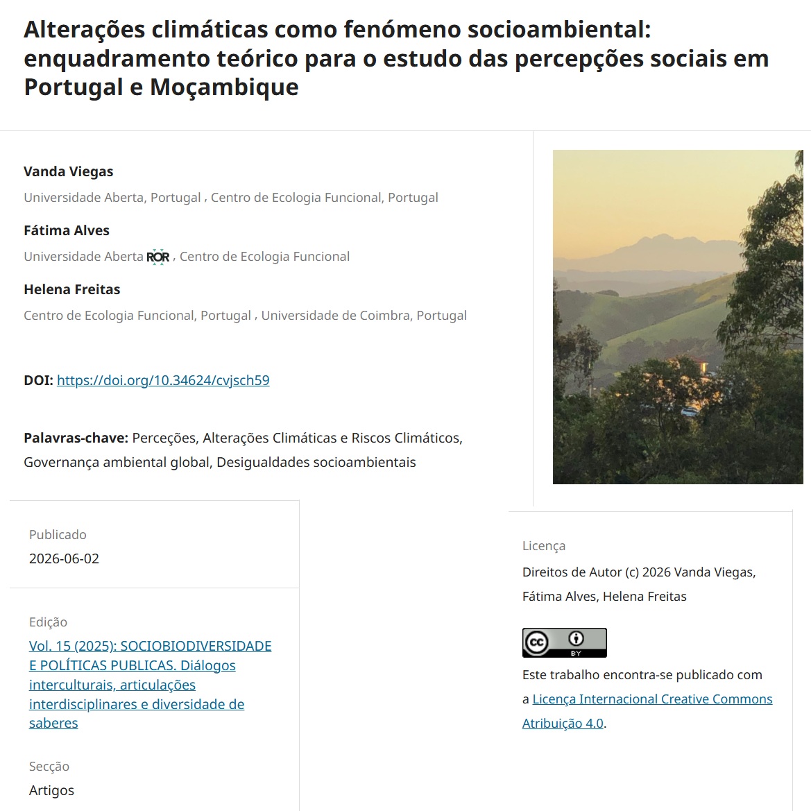 “Alterações Climáticas como Fenómeno Socioambiental: Enquadramento Teórico para o Estudo das Perceções Sociais em Portugal e Moçambique”