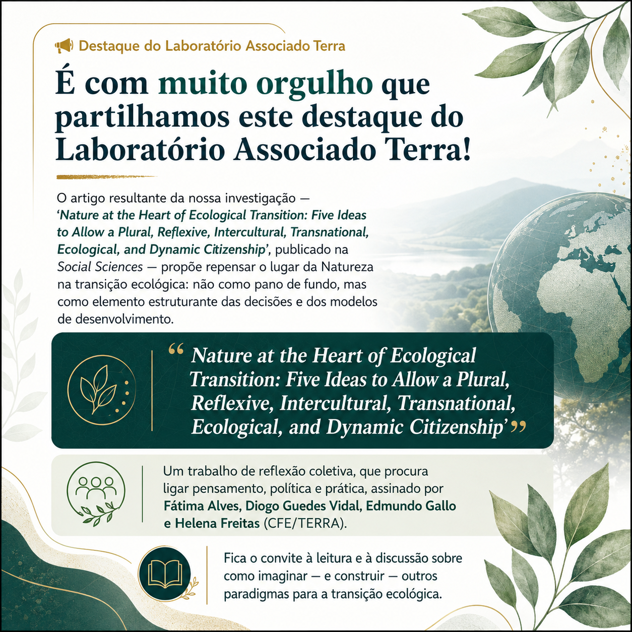 Destaque do artigo: Nature at the Heart of Ecological Transition