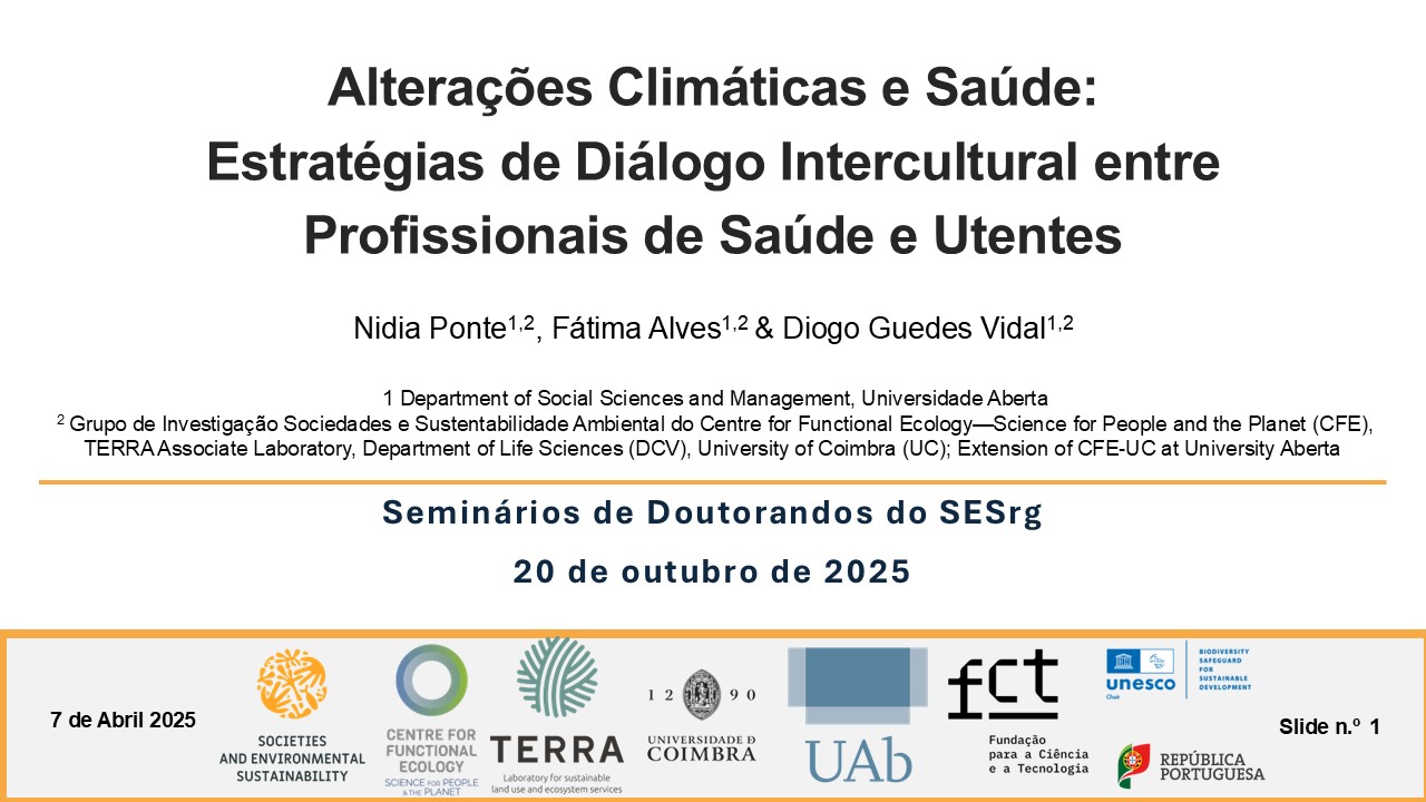 Seminários de Doutorandos | Alterações Climáticas, Saúde e Diálogo Intercultural