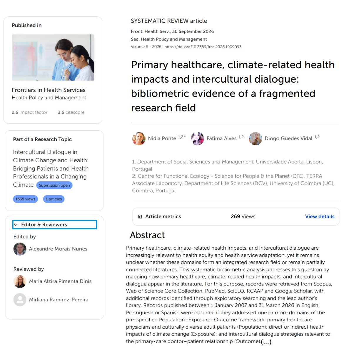 Novo artigo do nosso GI publicado na Frontiers in Health Services