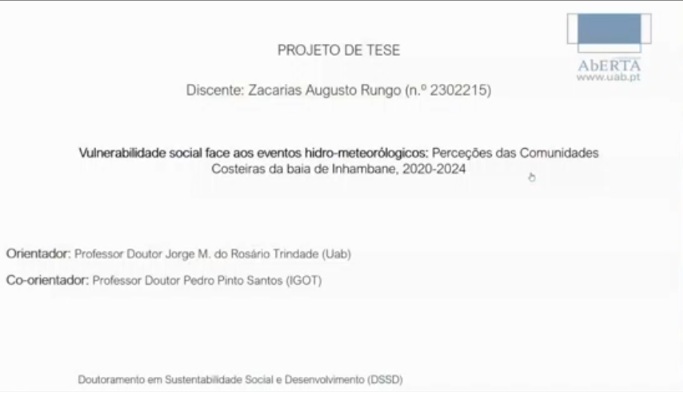 Seminários de Doutorandos | Zacarias Augusto Rungo