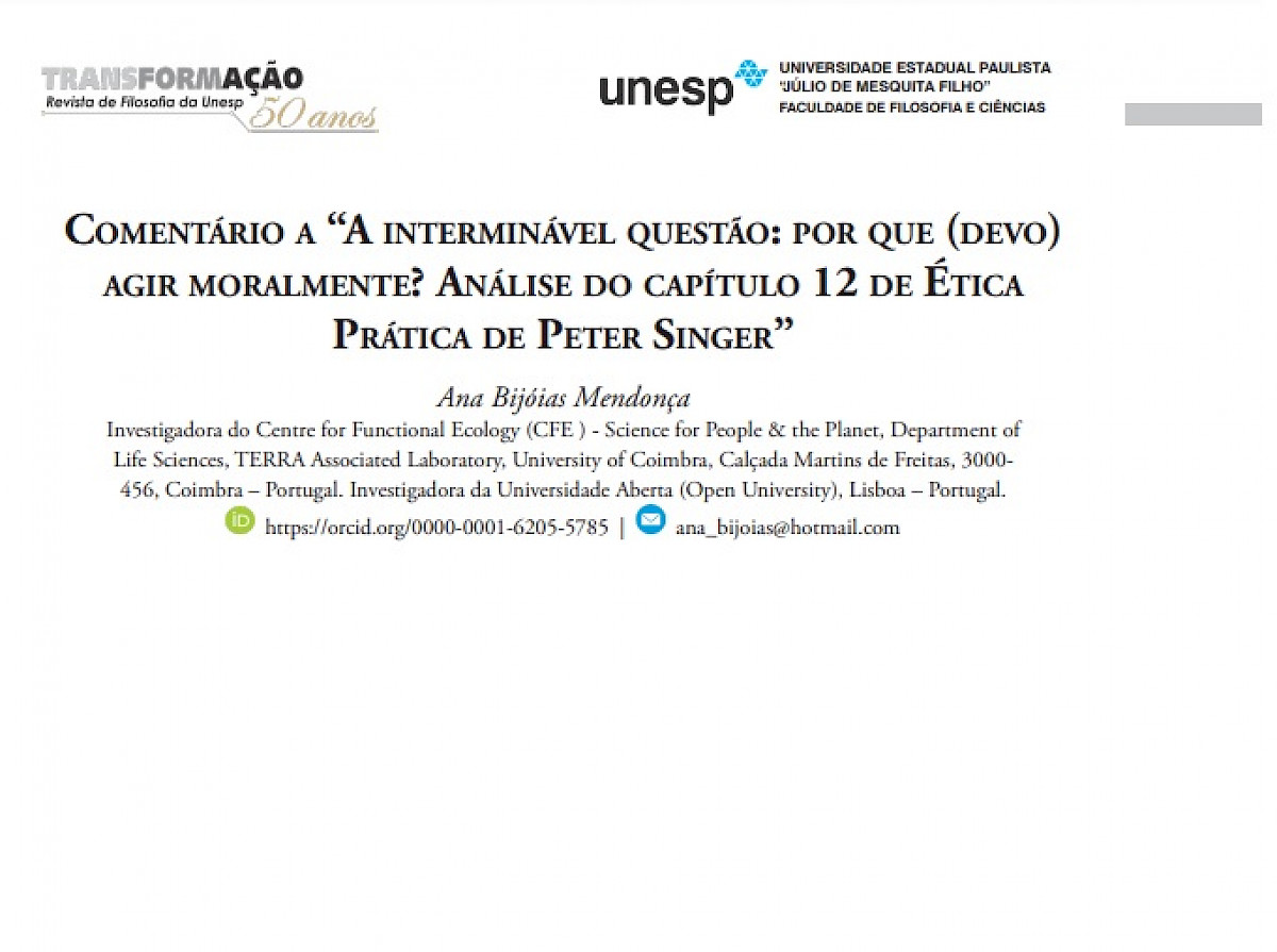 Comentário a “A interminável questão: por que (devo) agir moralmente?